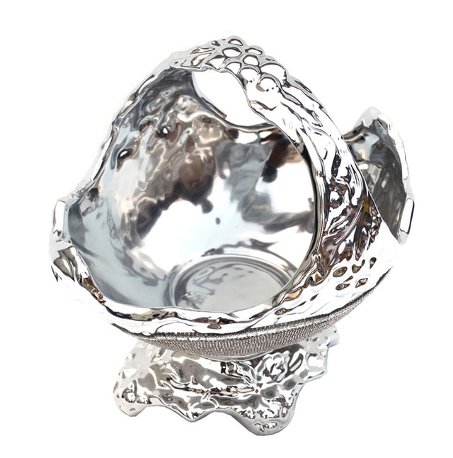 Ambrose Chrome Plated Crystal Embellished Ceramic Fruit Platter