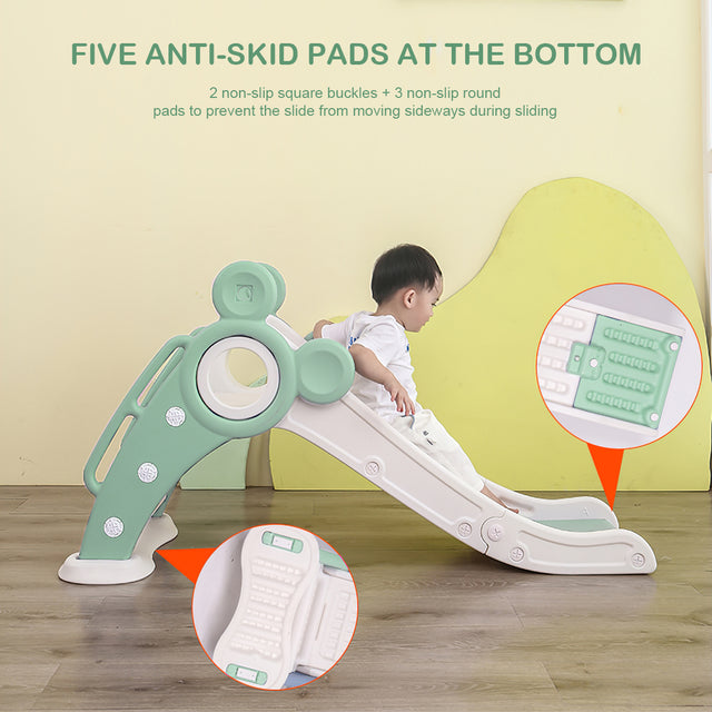 Children\'s Folding Slides with Stairs, Outdoor Small Children\'s Slide Toys Multifunctional Toys,Green/ Toddler Folding Slide Plastic Kids Slide for Toddlers Age 1-3 Indoor Slide Children Climber To