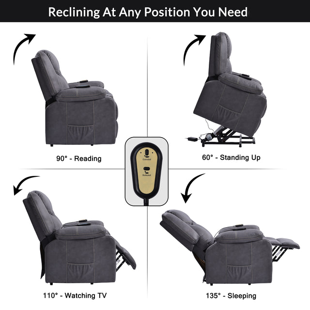 Orisfur. Power Lift Chair for Elderly with Adjustable Massage Function, Recliner Chair with Heating System for Living Room