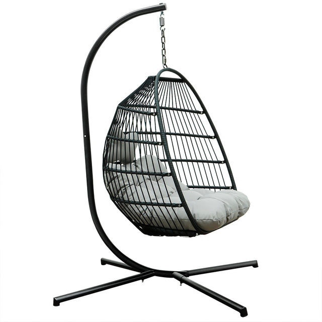 Patio Rattan Four Corners Single Hanging Egg Chair patio outdoor