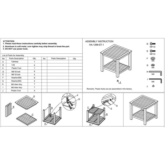 Aluminum Rectangle End Table