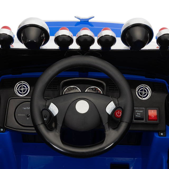 12V Kids Battery Electric Ride On Car Toy, Optimus Prime Truck with Remote Control, Transformers Die-Cast Vehicle W/ Music, Rear Loader, Blue