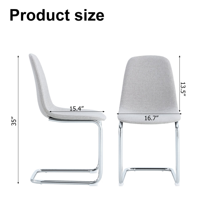 Dining Chairs Set of 4,Spoon shape Modern Style Dining Kitchen Room Upholstered Side Chairs, Accent Chairs with Soft Linen Fabric Cover Cushion Seat and plating Metal Legs Light Grey office chair