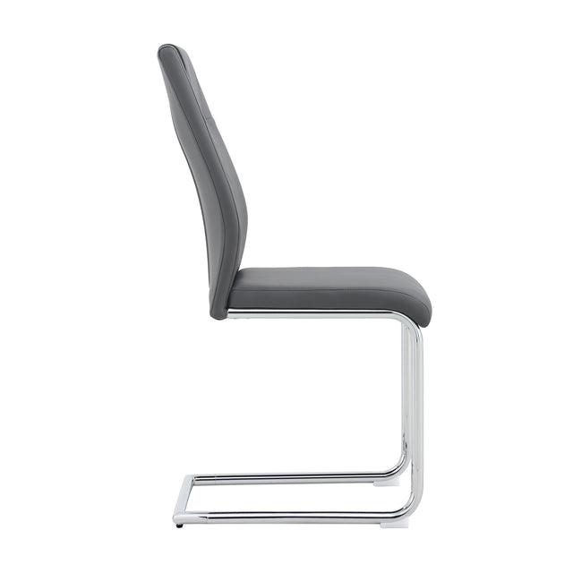 Modern Dining Chairs with Faux Leather Padded Seat Dining Living Room Chairs Upholstered Chair with Metal Legs Design for Kitchen, Living, Bedroom, Dining Room Side Chairs Set of 2 (grey+PU Leather)