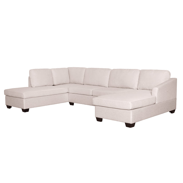 Ustyle Modern Large U-Shape Sectional Sofa, Double Extra Wide Chaise Lounge Couch, Beige