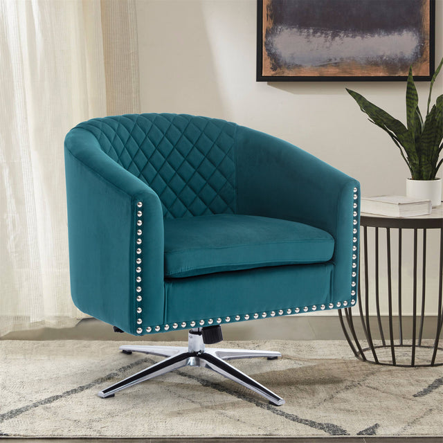 COOLMORE Swivel Barrel chair living room chair with nailheads and Metal base