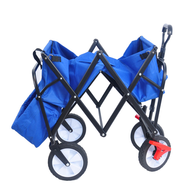 Folding Wagon Garden Shopping Beach Cart (Blue colour)
