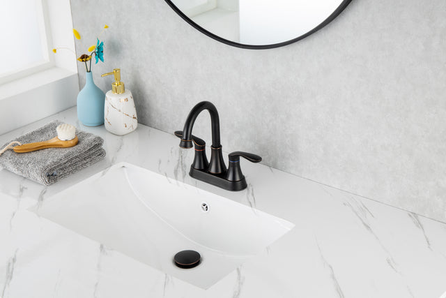 2-Handle Lavatory Faucet Brushed Nickel Bathroom Sink Faucet with Metal Pop-up Drain and Faucet Supply Lines