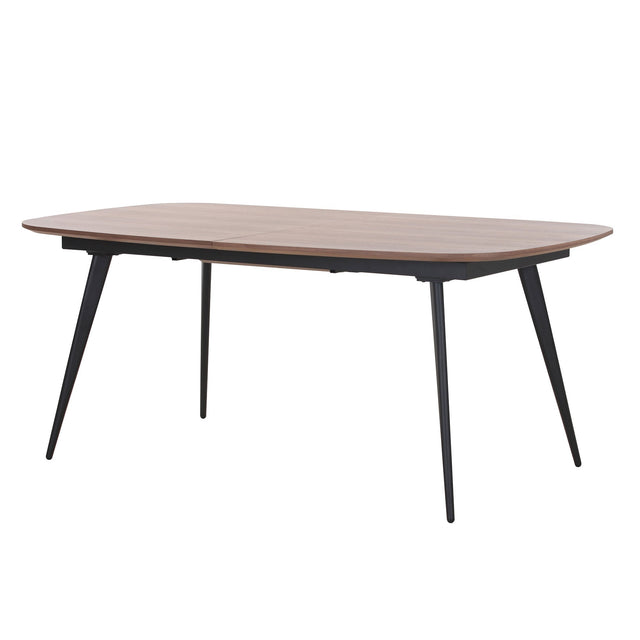 Expandable Wood Dining Table Kitchen Table Small Space Dining Table walnut desk top with Black metal foot