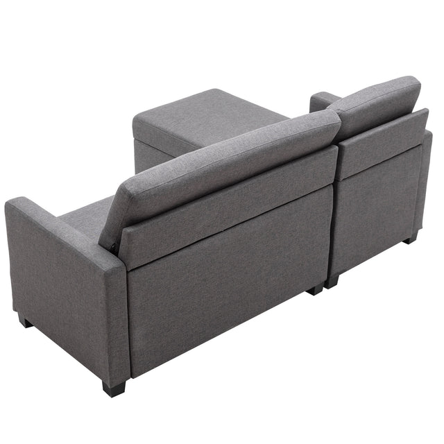 78.3" Convertible Sleeper Sofa Bed,Linen Pull Out Couch with Storage Chaise,Sleeper Counch with Memory Foam Mattress for Small Space Living Room Bedroom Office,Gray