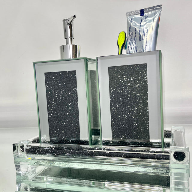 Ambrose Exquisite 3 Piece Square Soap Dispenser and Toothbrush Holder with Tray