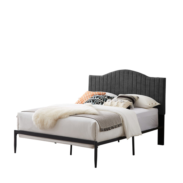 B111 Full bed Beautiful line stripe cushion headboard Strong iron frame with high temperature paint