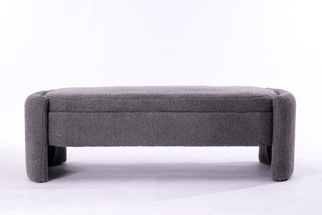 2152 Footstool with storage function gray teddy fabric suitable for hallway bedroom living room