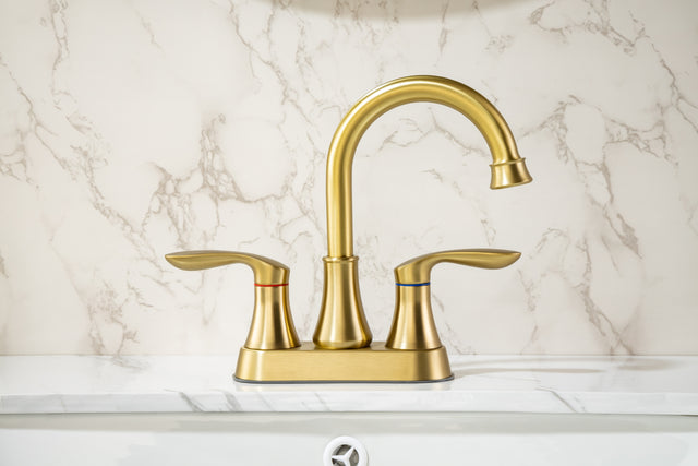 2-Handle Lavatory Faucet Brushed Nickel Bathroom Sink Faucet with Metal Pop-up Drain and Faucet Supply Lines