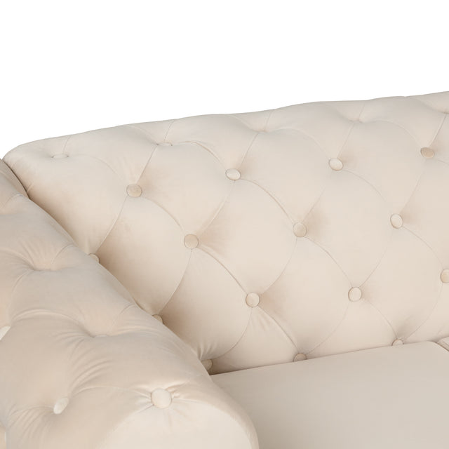 63" Velvet Upholstered Loveseat Sofa,Modern Loveseat Sofa with Button Tufted Back,2-Person Loveseat Sofa Couch for Living Room,Bedroom,or Small Space,Beige