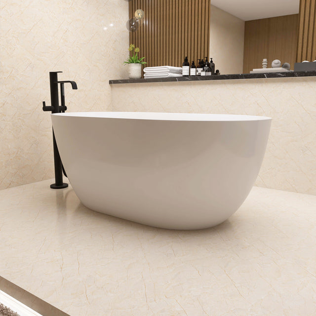 67" Acrylic Free Standing Tub - Classic Oval Shape Soaking Tub, Adjustable Freestanding Bathtub with Integrated Slotted Overflow and Chrome Pop-up Drain Anti-clogging Gloss White