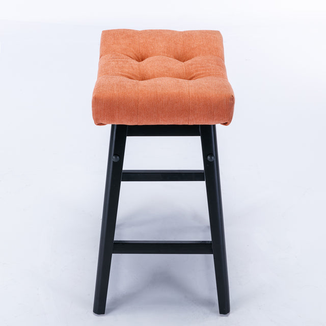 A&A Furniture,Counter Height 25" Stools for Kitchen Counter Backless Faux Leather Stools Farmhouse Island Chairs (25 Inch, Orange,Set of 2),SW1838OG