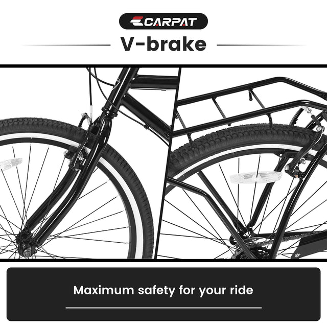 S26205 Adult Beach Cruiser Bike,7 Speed Bicycles, Multiple Colors,26" Inch Wheels,Front and Rear Fenders for Men and Women