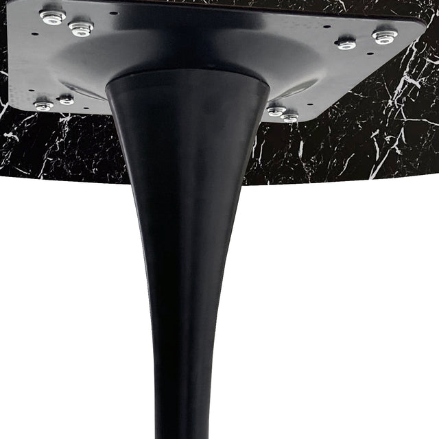 42.12"Modern Round Dining Table with Printed Black Marble Table Top,Metal Base Dining Table, End Table Leisure Coffee Table