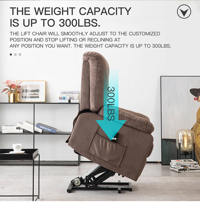 Power Lift Recliner Chair for Elderly- Heavy Duty and Safety Motion Reclining Mechanism-Fabric Sofa Living Room Chair