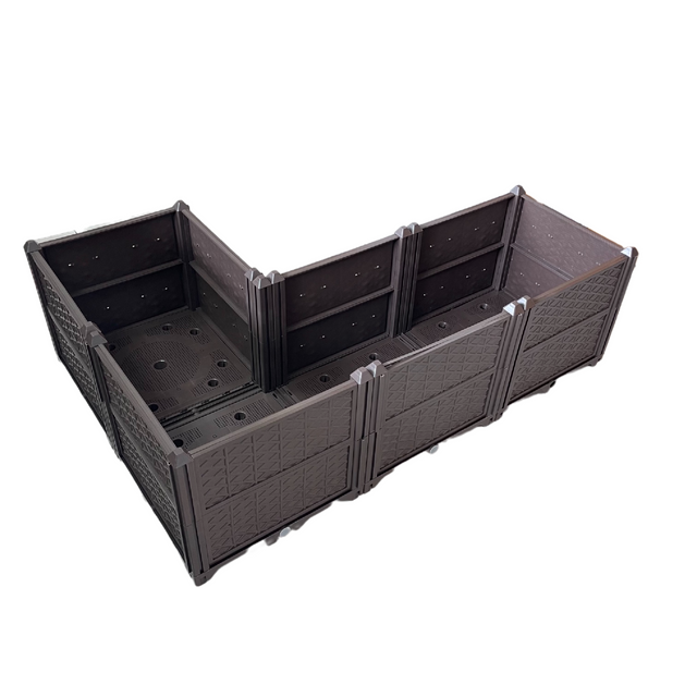 Rectangular Raised Garden Bed Kit Indoor Outdoor Plastic Planter Grow Box for Fresh Vegetables, Herbs, Flowers & Succulents, Brown, 61.41'' x 15.35'' x 14.17''