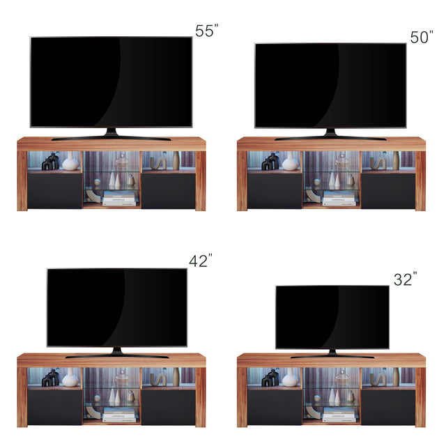 145 Modern 57" TV Stand Matte Body High Gloss Fronts with 16 Color LEDs