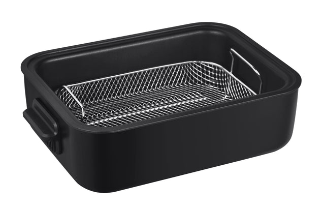 Geek Chef 7 In 1 Smokeless Electric Indoor Grill with Air Fry, Roast, Bake, Portable 2 in 1 Indoor Tabletop Grill & Griddle with Preset Function, Removable Non-Stick Plate, Air Fryer Basket, 6-Serving