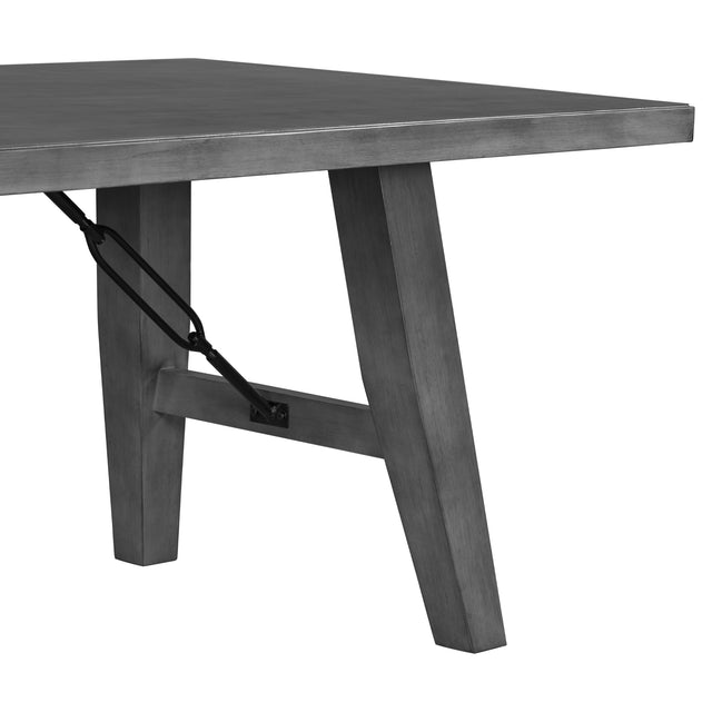 TREXM Industrial Style 72" Wooden Rectangular Table with Chain Bracket (Gray)
