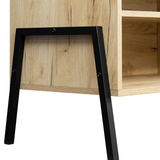 Mid-century modern TV cabinet wooden TV console media cabinet with storage space and brown home entertainment center for living room, bedroom and office,oak