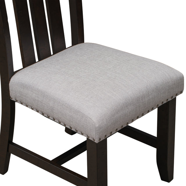 TREXM Set of 2 Fabric Upholstered Dining Chairs with Sliver Nails and Solid Wood Legs (Espresso)