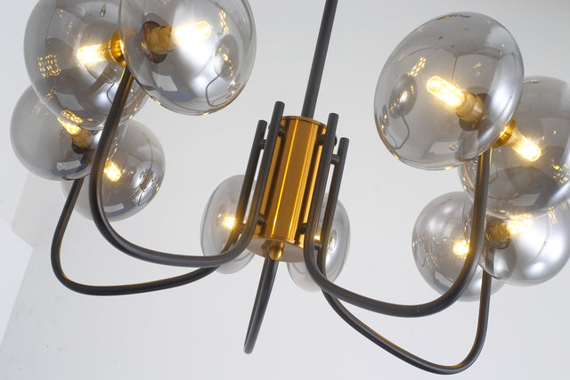 Modern American chandelier-black gold iron glass lampshade -10 bulbs -G9 lamp holder