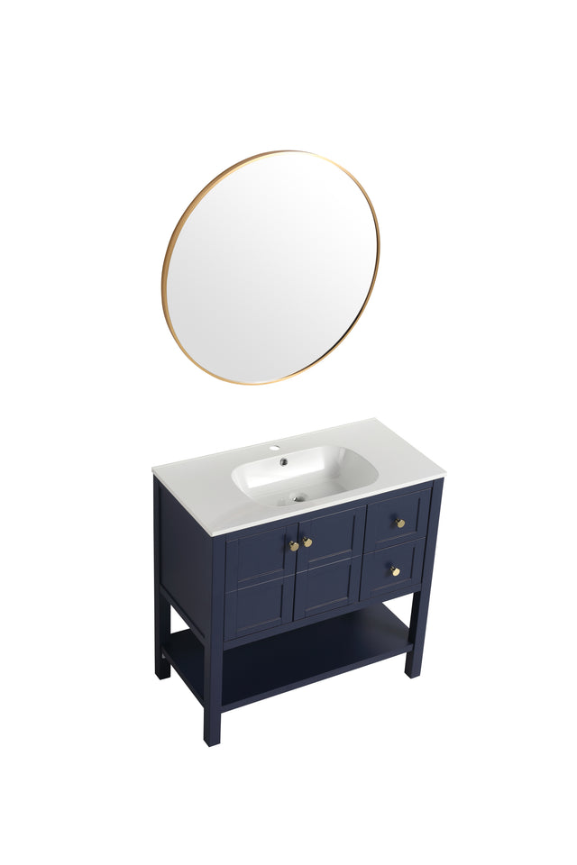 Bathroom Vanity With Soft Close Drawers and Gel Basin,36x18(BVB01236NB)