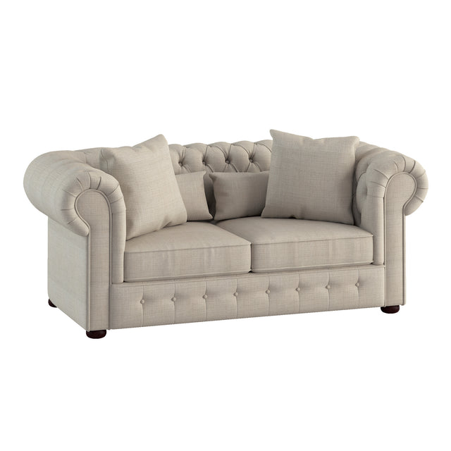 Luxurious Style 1pc Loveseat Beige Button-Tufted with 4 Pillows Fabric Upholstered Classic Look Living Room Furniture