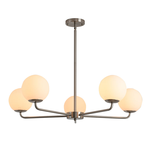 Modern American living room simple golden chandelier glass lampshade 5 bulbs