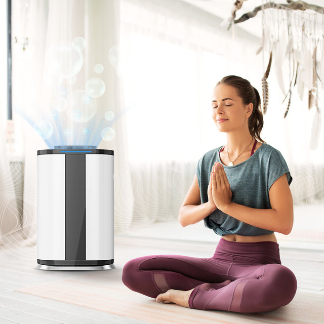 Smart Air Purifier with H13 True HEPA Filter for large rooms up to 3000 Sq.Ft .Capture 99.9% of Pet Daner, Smoke, Dust, Pollen, Formaldehyde. Wisdom WiFi , PM2.5 Monitor, Auto Mode, Movable wheel.
