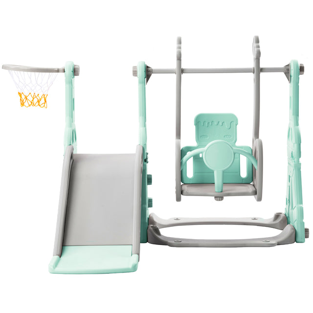 Toddler Slide and Swing Set 3 in 1, Kids Playground Climber Swing Playset with Basketball Hoops Freestanding Combination Indoor & Outdoor