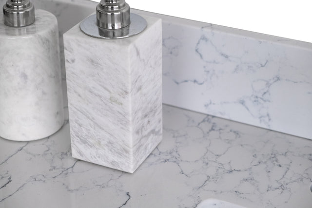 Montary 43"x 22" bathroom stone vanity top carrara jade engineered marble color with undermount ceramic sink and single faucet hole with backsplash