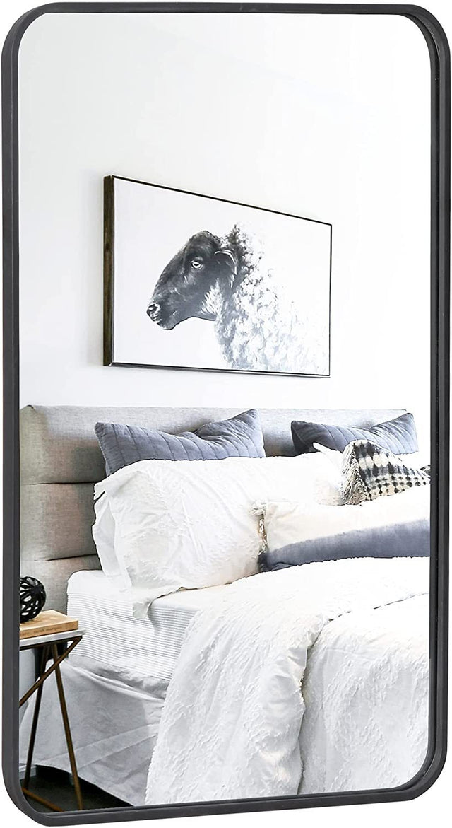 Black 24 "x36" Metal Rectangular Bathroom Wall Mirror