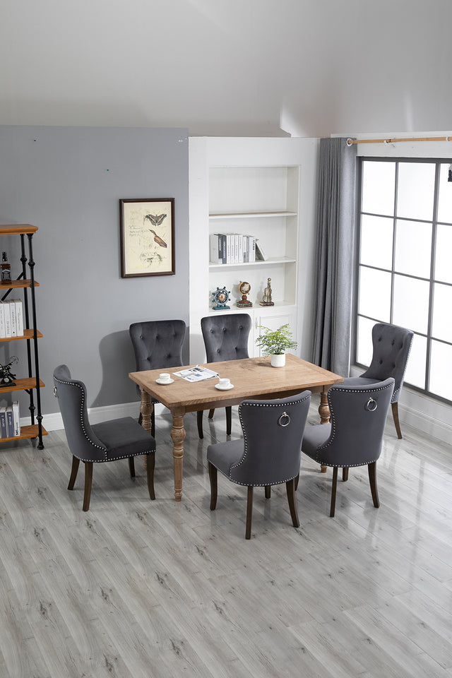 TOPMAX Dining Chair Tufted Armless Chair Upholstered Accent Chair, Set of 6 (Grey)