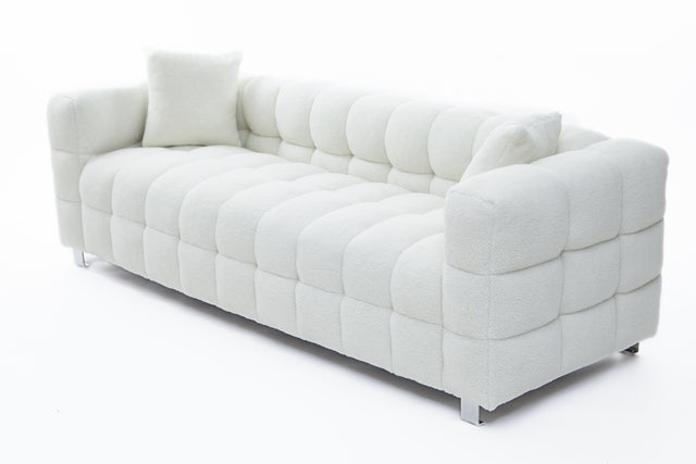 2146 Sofa includes two pillows 81" white fleece for living room bedroom