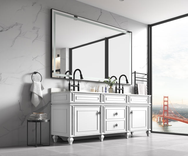 84*48Super Bright Led Bathroom Mirror with Lights, Metal Frame Mirror Wall Mounted Lighted Vanity Mirrors for Wall,
Anti Fog Dimmable Led Mirror for Makeup, Horizontal/Verti