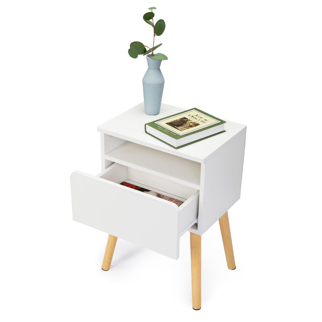 Versatile Nightstand, Bedroom End Table with Drawer, Storage Shelf, Side Table for Home & Office, White