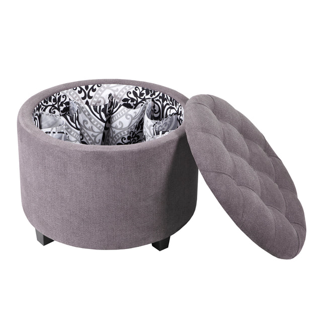 Sasha Round Ottoman With Shoe Holder