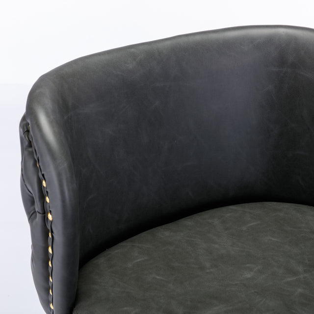 A&A Furniture,Swivel Barstools Adjusatble Seat Height,Modern PU Upholstered Bar Stools with the whole Back Tufted, for Home Pub and Kitchen Island (Dark Gray, Set of 2),SW1928DG