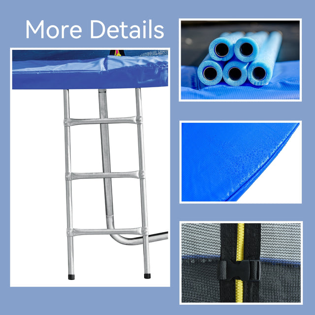 16ft Trampoline with Enclosure, New Upgraded Kids Outdoor Trampoline with Basketball Hoop and Ladder, Heavy-Duty Round Trampoline.