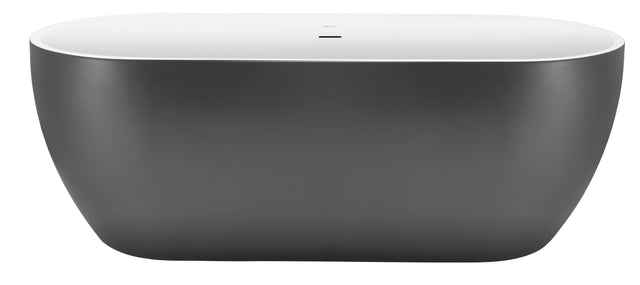 59" 100% Acrylic Freestanding Bathtub,Contemporary Soaking Tub,white inside and gray outside