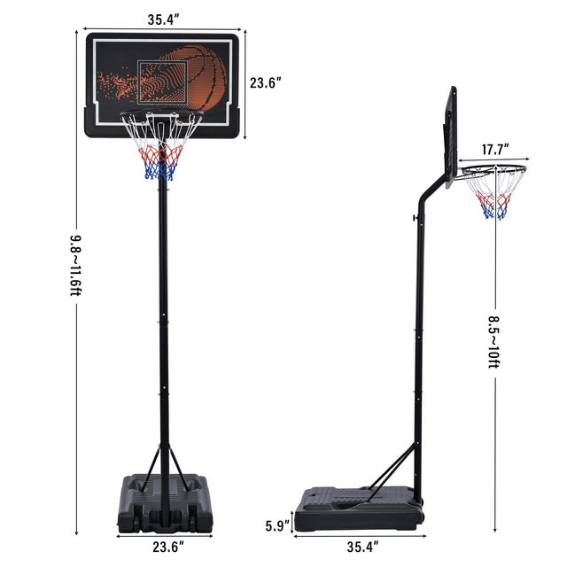 Portable Basketball Hoop & Goal, Outdoor Basketball System with 8.5-10ft Height Adjustment in 35'' Backboard for Youth