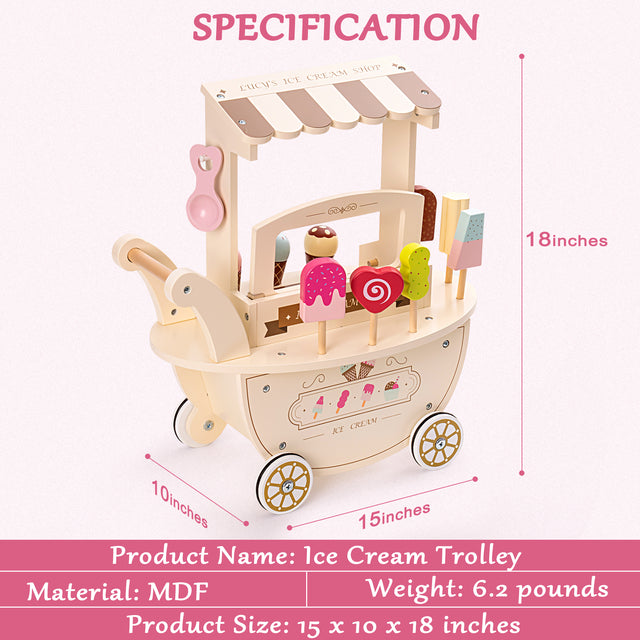 Ice Cream Cart for Kids Toddlers, Food Toys Gift for Boys Girls,(1piece an order)