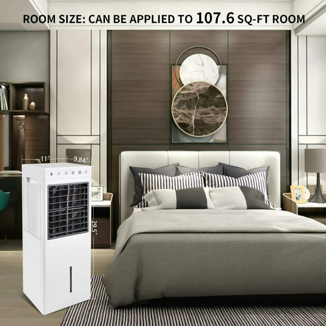 Simple Deluxe 30\'\' Evaporative Air Cooler Fan with Humidification, Repellent and Anion Function, 2 Gallon Water Tank, 3 Speeds Setting, Remote Control, White