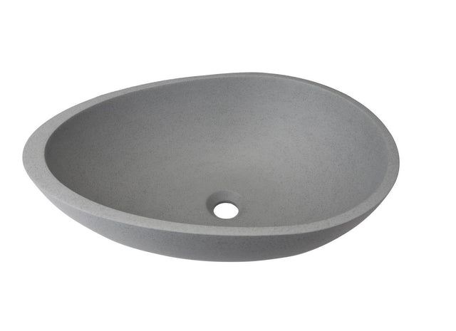 Egg shape Concrete Vessel Bathroom Sink in Grey without Faucet and Drain